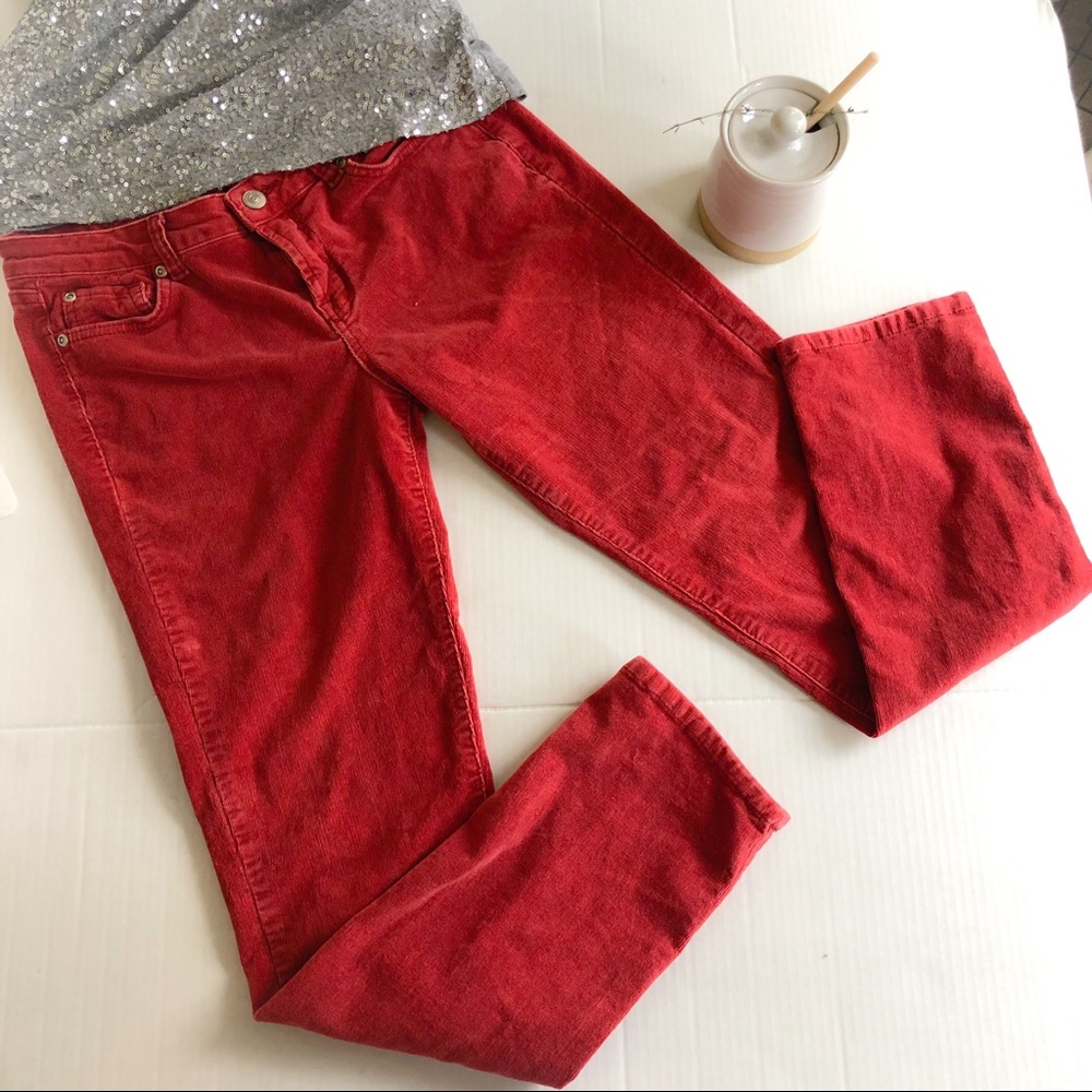 Cielo Jeans- Red Corduroy Strait Leg Pants